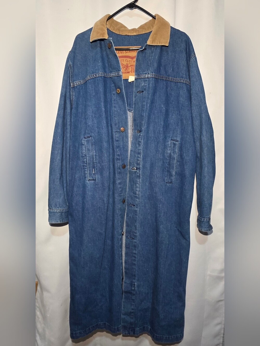 Vtg 1980s Levi Strauss Made In USA Denim & Corduroy Cowboy Duster Coat Mens M